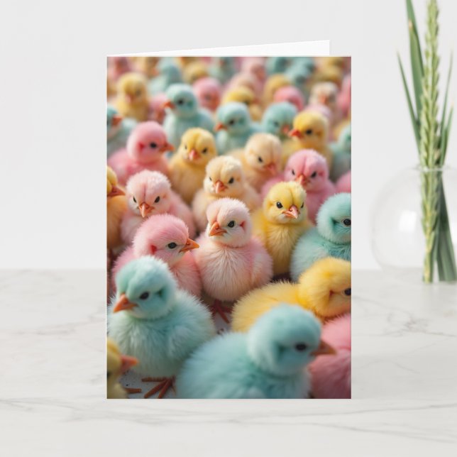 Fluffy Pastel Chicks Photo Card (Front)
