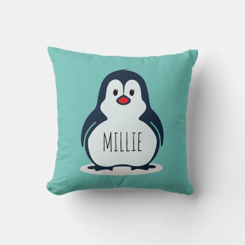 Fluffy penguin cushion personalised Pillow