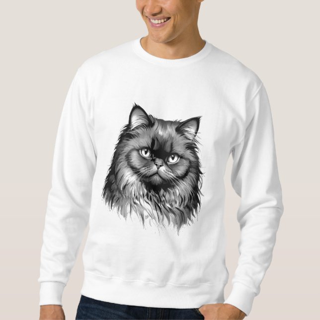 Fluffy Persian Cat Art Men's Sweatshirt (Front)