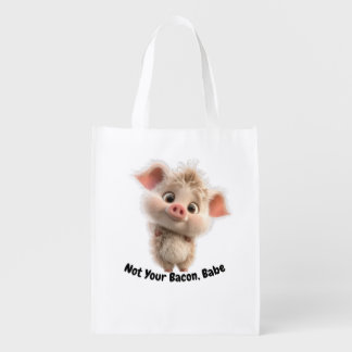 Fluffy Piglet with Big Eyes – Be Kind Go Vegan Grocery Bag