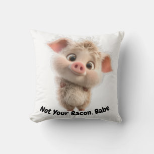 Fluffy Piglet with Big Eyes – Be Kind Go Vegan Throw Pillow