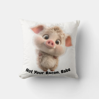 Fluffy Piglet with Big Eyes – Be Kind Go Vegan Throw Pillow