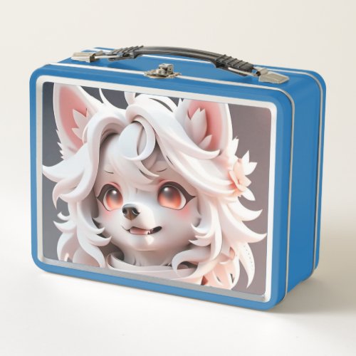 Fluffy Pink And White Puppy Metal Lunch Box