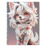 Fluffy Pink And White Puppy Notebook