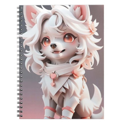Fluffy Pink And White Puppy Notebook