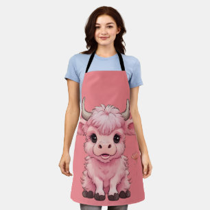 Fluffy Pink Highlands Scottish Cow Apron