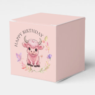 Fluffy Pink Highlands Scottish Cow Favor Boxes