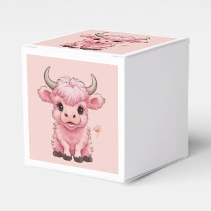 Fluffy Pink Highlands Scottish Cow Favor Boxes