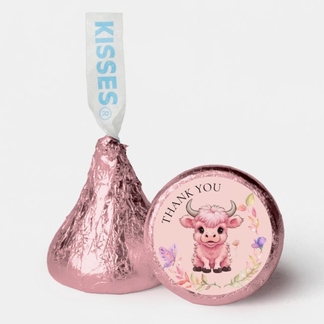 Fluffy Pink Highlands Scottish Cow Hershey®'s Kisses® (Front)