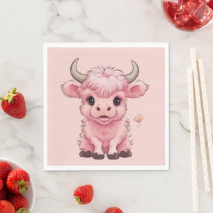 Fluffy Pink Highlands Scottish Cow Napkins