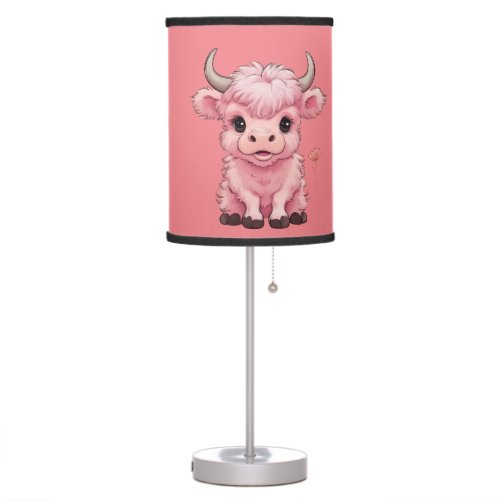 Fluffy Pink Highlands Scottish Cow Table Lamp