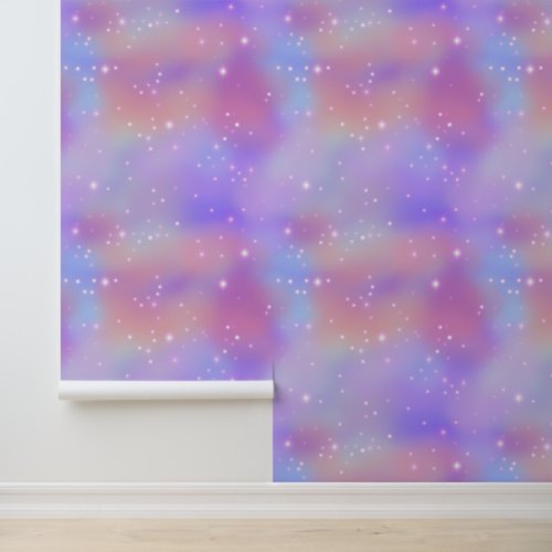 Fluffy Pink Purple Unicorn Clouds Stars Magical Wallpaper