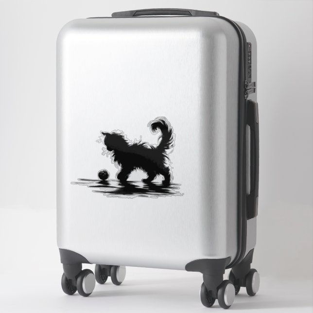 Fluffy playful cat sticker (Suitcase)