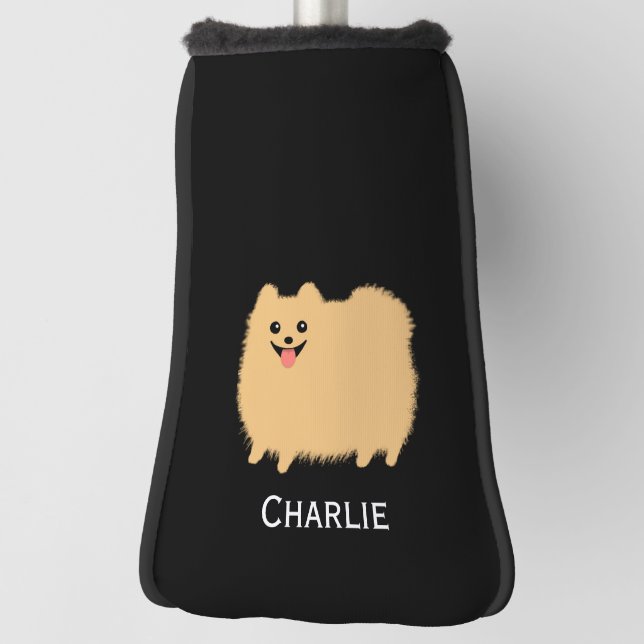 Fluffy Pomeranian Cute Dog with Custom Name Golf Head Cover (Rotate 90)
