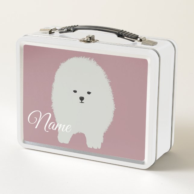 Fluffy Pomeranian Dog Metal Lunch Box (Front)
