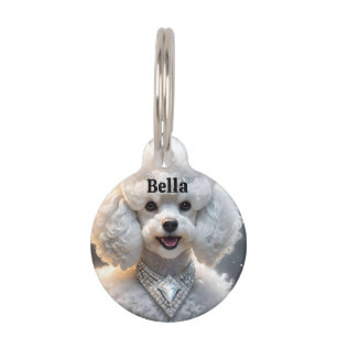 Fluffy Poodle Wearing Diamonds Come On Now, Pet ID Tag