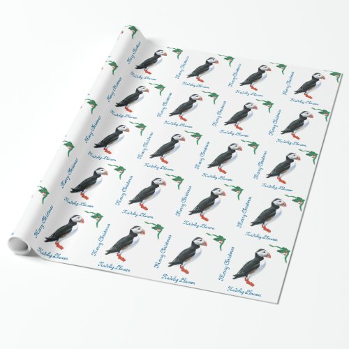 Fluffy Puffin Christmas Gift Wrap