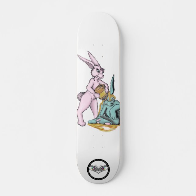 Fluffy Puffy Honey Bunny cute animals illustration Skateboard (Front)