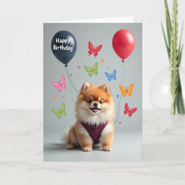 Fluffy Pup Birthday Card (Front)