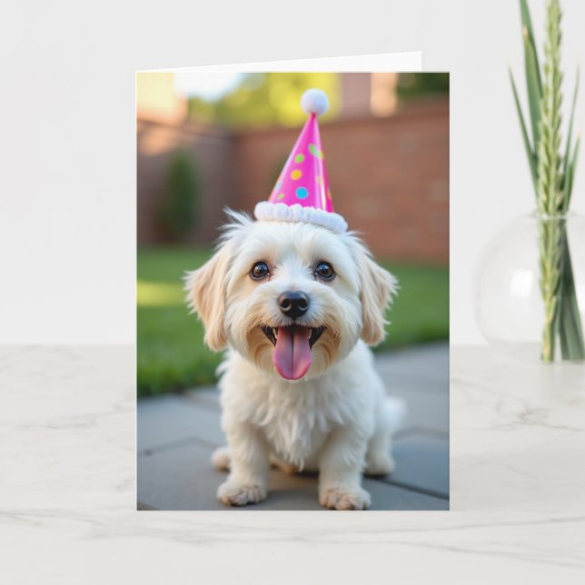 Fluffy Pup Celebration Card (Front)