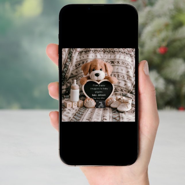 Fluffy Puppy Baby boy and pregnancy announcement (Front Digital)