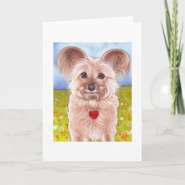 Fluffy puppy greeting card. card (Front)