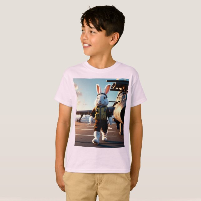 Fluffy rabbit pilot T-Shirt (Front Full)