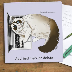 Fluffy Ragdoll Cat Lavender Laptop Funny 3 Ring Binder