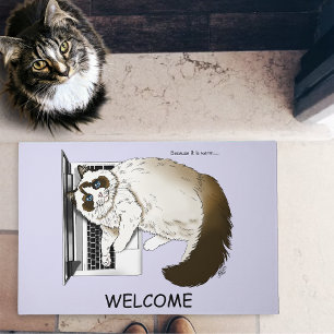 Fluffy Ragdoll Cat Lavender Laptop Funny  Doormat