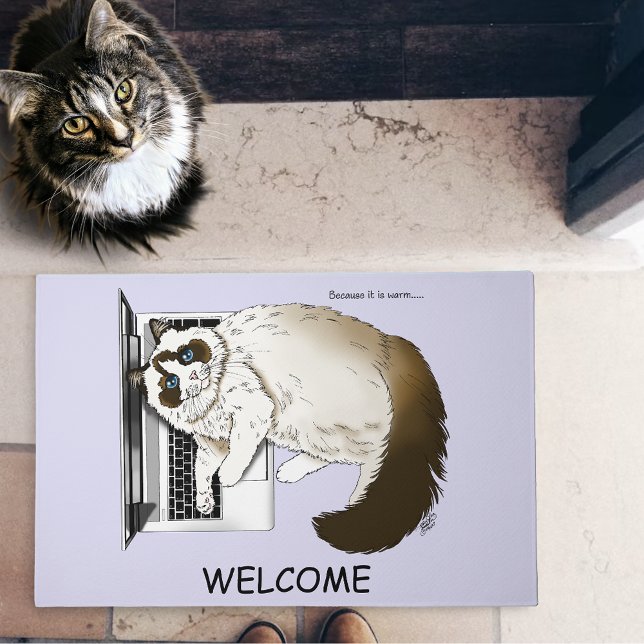 Fluffy Ragdoll Cat Lavender Laptop Funny  Doormat (Creator Uploaded)
