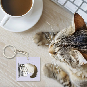 Fluffy Ragdoll Cat Lavender Laptop Funny Keychain