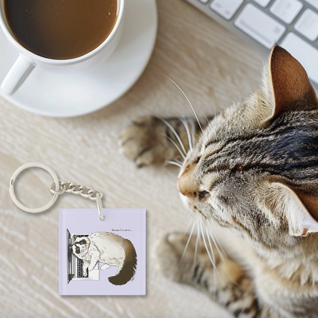 Fluffy Ragdoll Cat Lavender Laptop Funny  Keychain (Creator Uploaded)