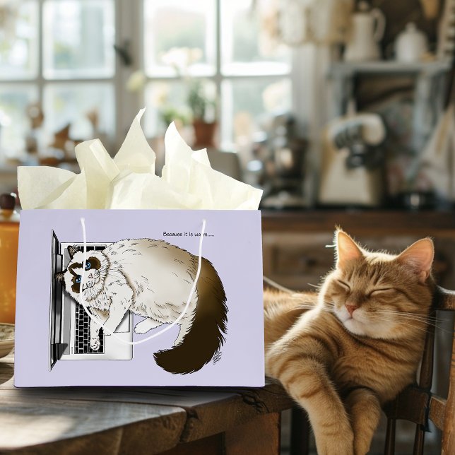 Fluffy Ragdoll Cat Lavender Laptop Funny Large Gift Bag (Creator Uploaded)