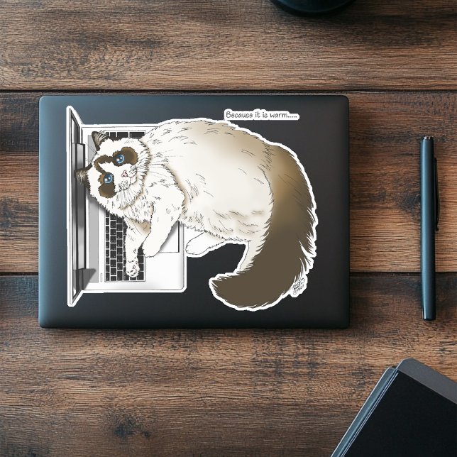 Fluffy Ragdoll Cat Lavender Laptop Funny Sticker (Creator Uploaded)