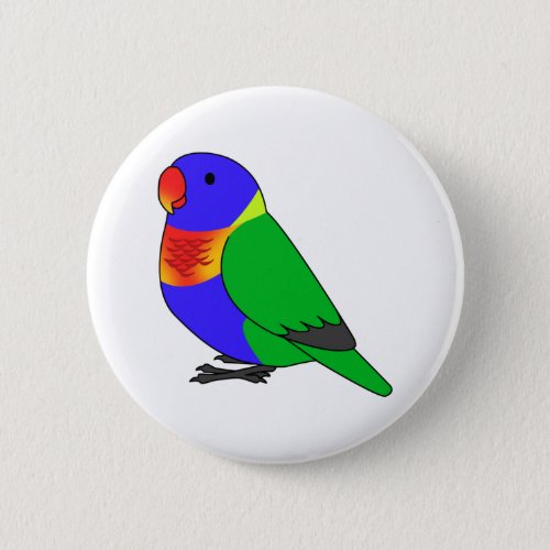 Fluffy rainbow lorikeet parrot cartoon drawing button