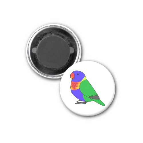 Fluffy rainbow lorikeet parrot cartoon drawing magnet