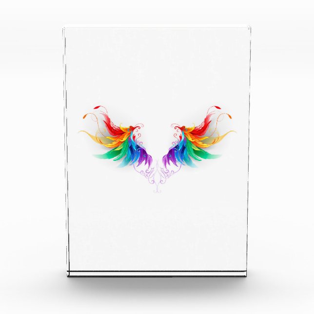 Fluffy Rainbow Wings Acrylic Award (Front)