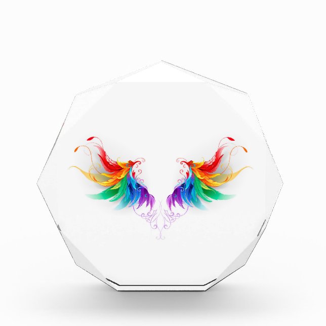 Fluffy Rainbow Wings Acrylic Award (Front)