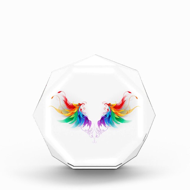 Fluffy Rainbow Wings Acrylic Award (Front)