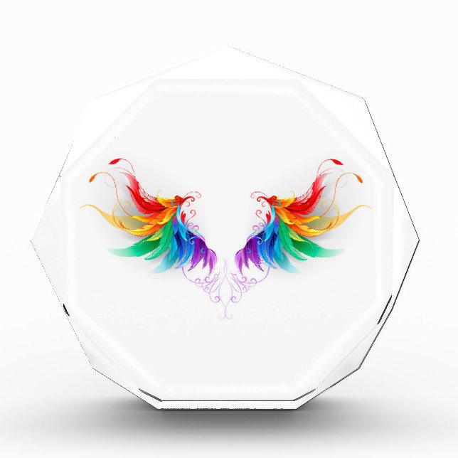 Fluffy Rainbow Wings Acrylic Award (Front)