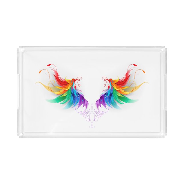 Fluffy Rainbow Wings Acrylic Tray (Front)