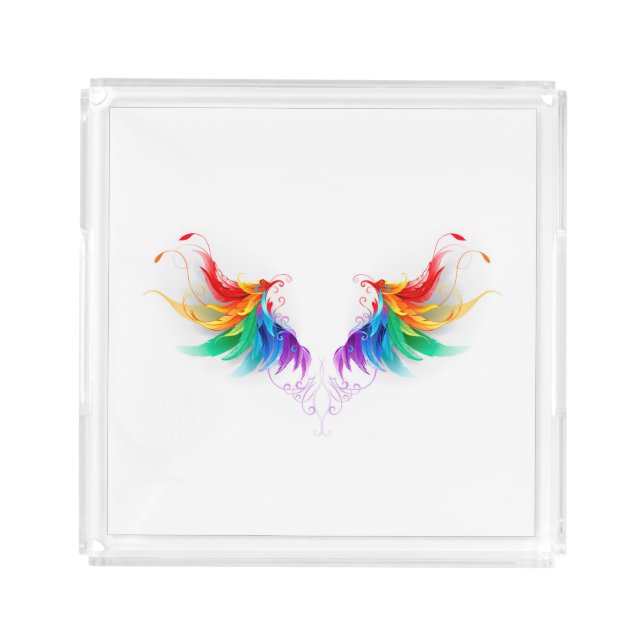 Fluffy Rainbow Wings Acrylic Tray (Front)