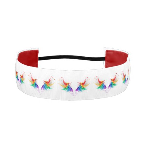 Fluffy Rainbow Wings Athletic Headband