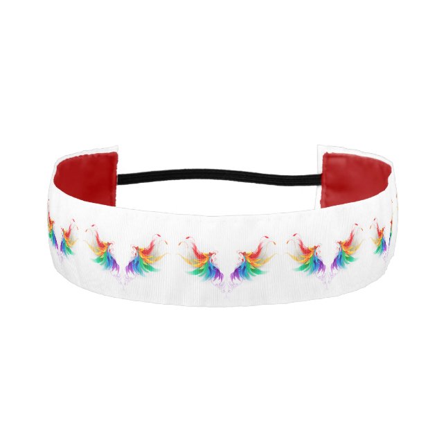 Fluffy Rainbow Wings Athletic Headband (Front)