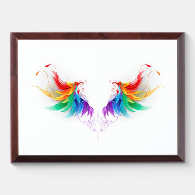 Fluffy Rainbow Wings Award Plaque (Horizontal)