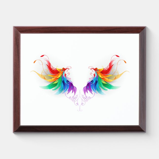 Fluffy Rainbow Wings Award Plaque (Horizontal)