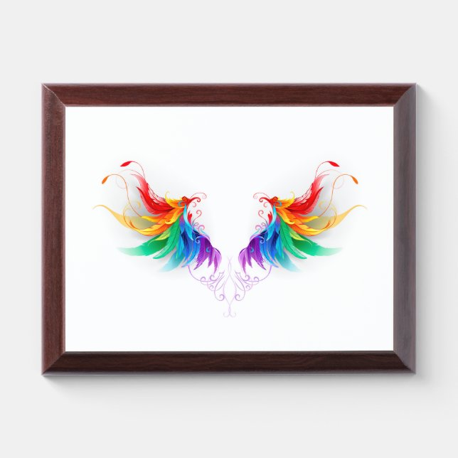 Fluffy Rainbow Wings Award Plaque (Horizontal)