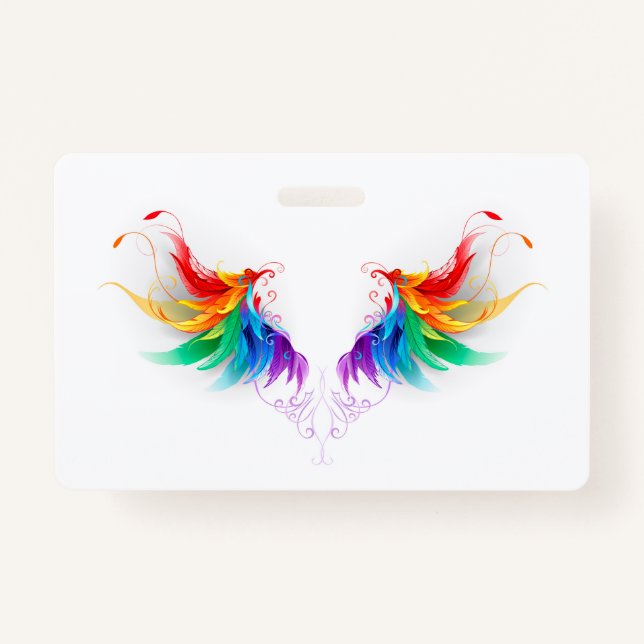 Fluffy Rainbow Wings Badge (Front)
