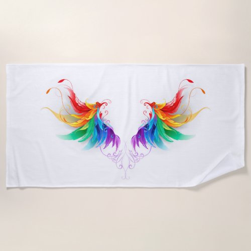 Fluffy Rainbow Wings Beach Towel