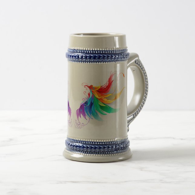 Fluffy Rainbow Wings Beer Stein (Front Right)